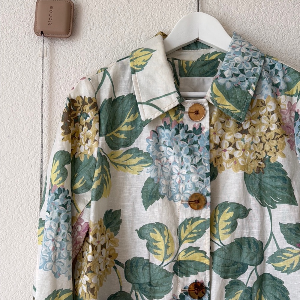 Anthropologie Mellie Hydrangea floral print raincoat jacket - Picture 2 of 6
